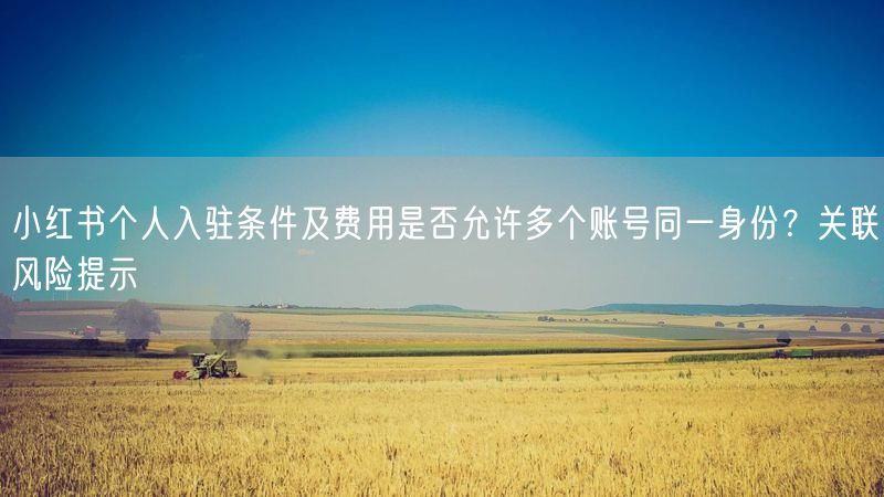 小红书个人入驻条件及费用是否允许多个账号同一身份？关联风险提示