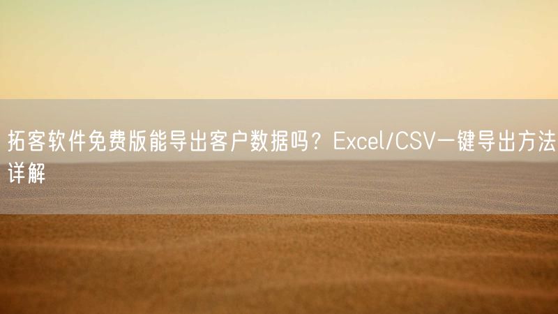 拓客软件免费版能导出客户数据吗？Excel/CSV一键导出方法详解